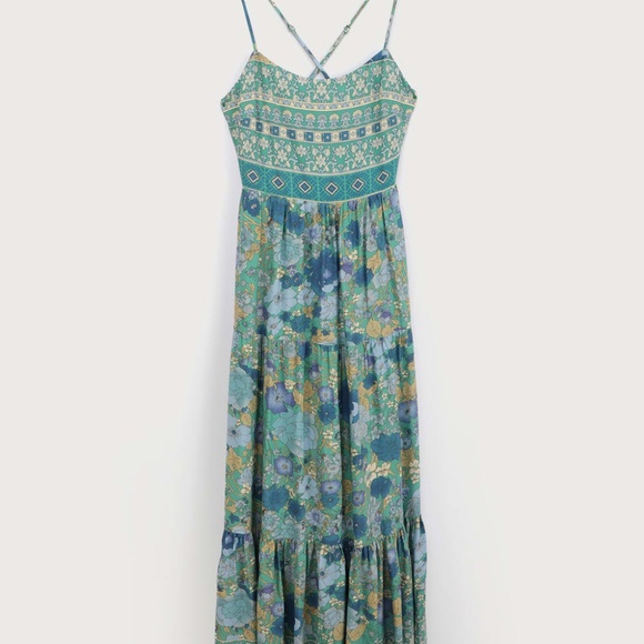 Lulus Green Multi Floral Print Maxi Dress - M - Picture 9 of 10